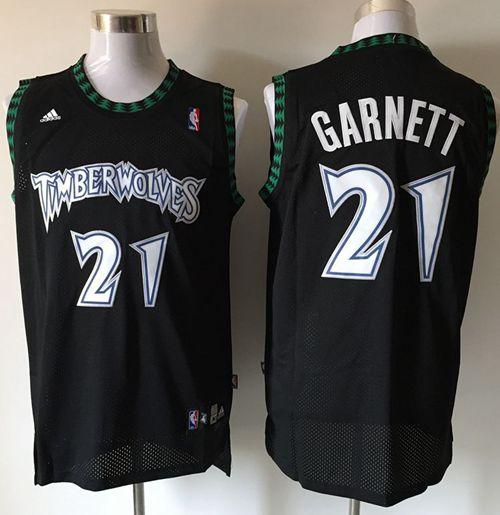 Timberwolves #21 Retro Garnett Black Stitched NBA Jersey