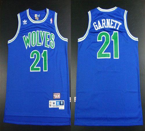 Timberwolves #21 Retro Garnett Blue Throwback Stitched NBA Jersey