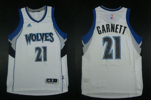 Timberwolves #21 Kevin Garnett White Home Stitched NBA Jersey