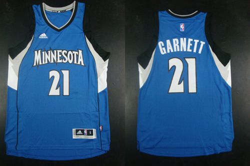 Timberwolves #21 Kevin Garnett Blue Road Stitched NBA Jersey