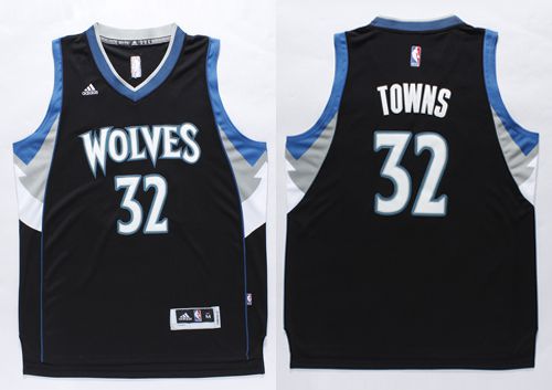 Timberwolves #32 Karl-Anthony Towns Black Stitched NBA Jersey