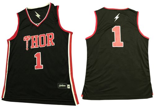 Thor #1 Black Stitched Basketball Jersey