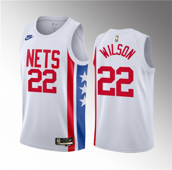 Men's Brooklyn Nets #22 Jalen Wilson White 2023 Draft Classic Edition Stitched Basketball Jersey
