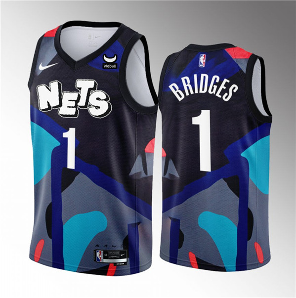 Men's Brooklyn Nets #1 Mikal Bridges Black 2023/24 City Edition Stitched Basketball Jersey