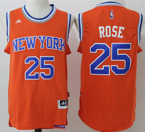 Knicks #25 Derrick Rose Orange Alternate Stitched NBA Jersey