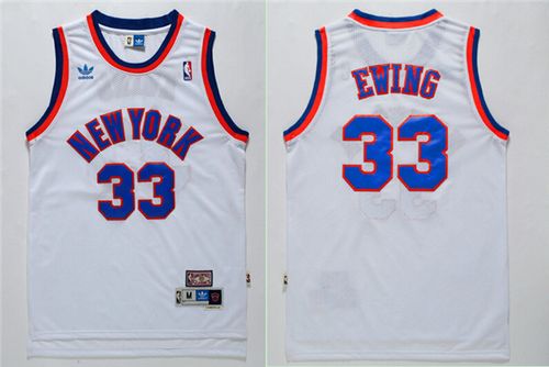 Knicks #33 Patrick Ewing White Throwback Stitched NBA Jersey