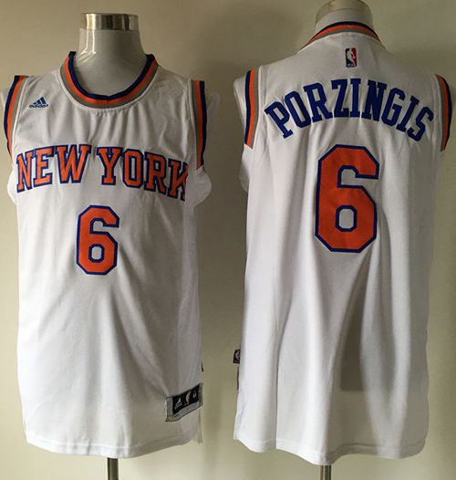 Knicks #6 Kristaps Porzingis White Stitched NBA Jersey
