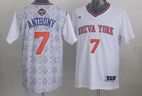Knicks #7 Carmelo Anthony White New Latin Nights Stitched NBA Jersey