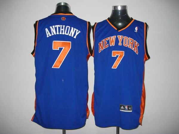 Knicks #7 Carmelo Anthony Blue Stitched NBA Jersey