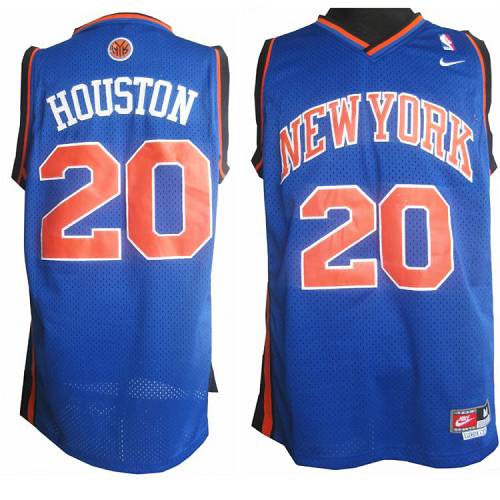 Knicks #20 Allan Houston Blue Throwback Stitched NBA Jersey