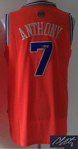 Revolution 30 Autographed Knicks #7 Carmelo Anthony Orange Stitched NBA Jersey