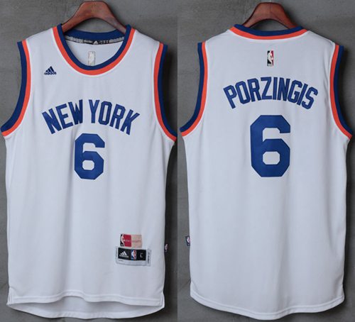 Knicks #6 Kristaps Porzingis New White Stitched NBA Jersey