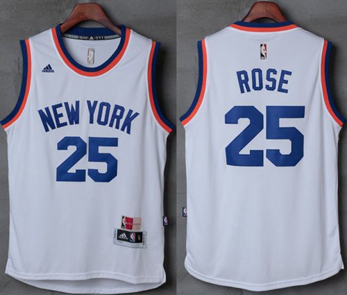 Knicks #25 Derrick Rose New White Stitched NBA Jersey