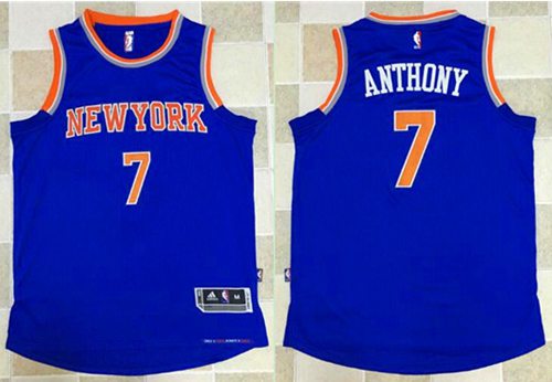 Knicks #7 Carmelo Anthony Blue Revolution 30 Stitched NBA Jersey