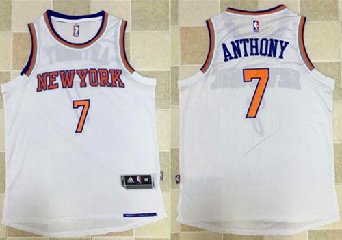 Knicks #7 Carmelo Anthony White Revolution 30 Stitched NBA Jersey
