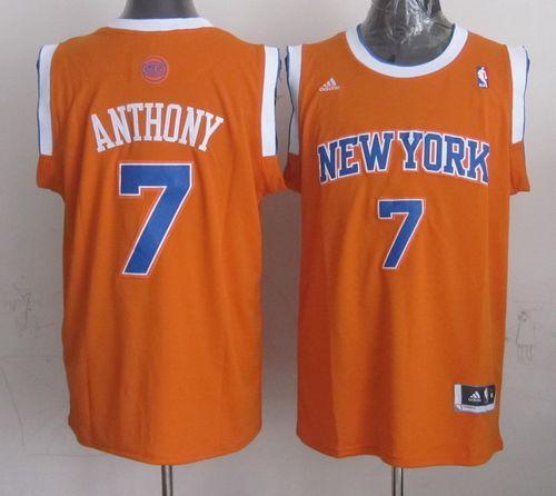 Revolution 30 Knicks #7 Carmelo Anthony New Orange Alternate Stitched NBA Jersey