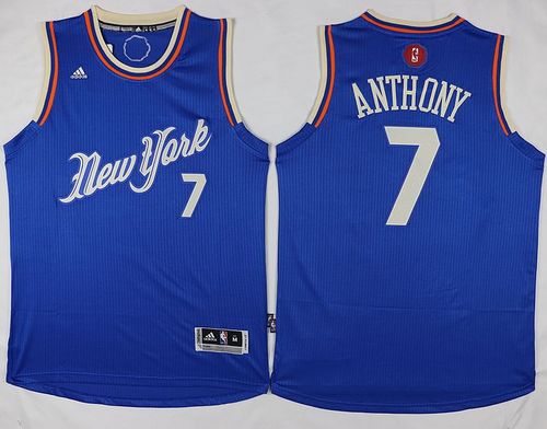 Knicks #7 Carmelo Anthony Blue 2015-2016 Christmas Day Stitched NBA Jersey