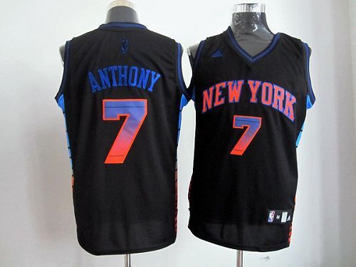 Knicks #7 Carmelo Anthony Black Stitched NBA Vibe Jersey