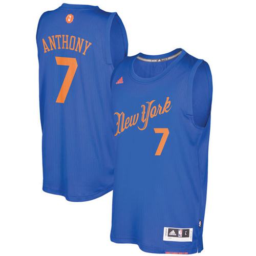 Knicks #7 Carmelo Anthony Blue 2016-2017 Christmas Day Stitched NBA Jersey
