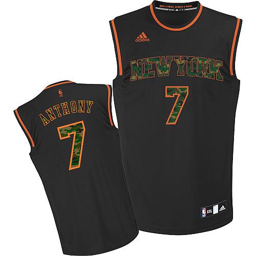 Knicks #7 Carmelo Anthony Black Camo Fashion Stitched NBA Jersey