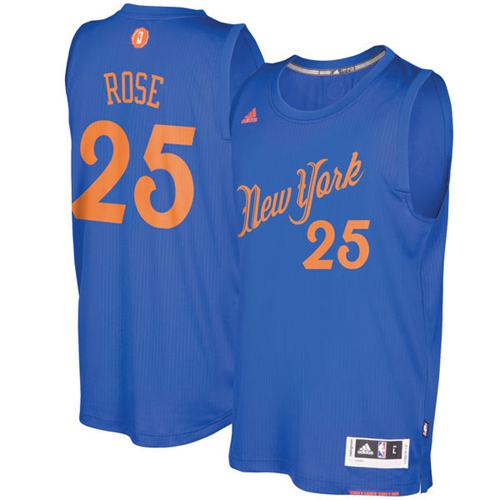 Knicks #25 Derrick Rose Blue 2016-2017 Christmas Day Stitched NBA Jersey