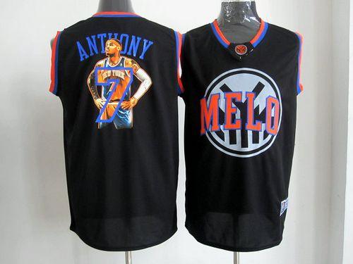 Knicks #7 Carmelo Anthony Black Notorious Stitched NBA Jersey