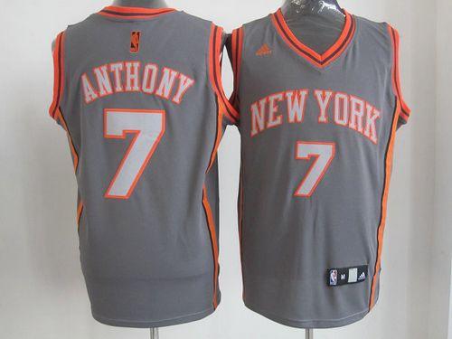 Knicks #7 Carmelo Anthony Grey Graystone Fashion Stitched NBA Jersey