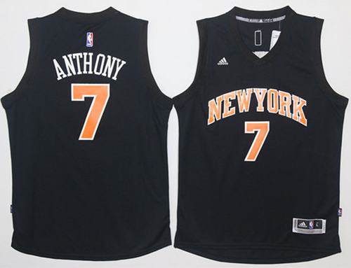 Knicks #7 Carmelo Anthony Black Fashion Stitched NBA Jersey