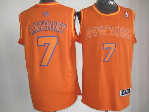 Knicks #7 Carmelo Anthony Orange Big Color Fashion Stitched NBA Jersey
