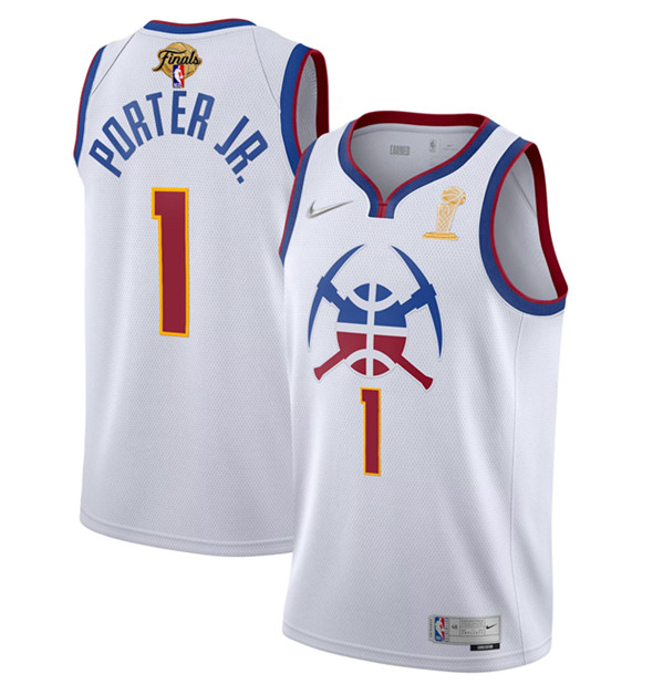 Men's Denver Nuggets #1 Michael Porter Jr. White 2023 Finals Earned Edition Stitched Basketball Jersey