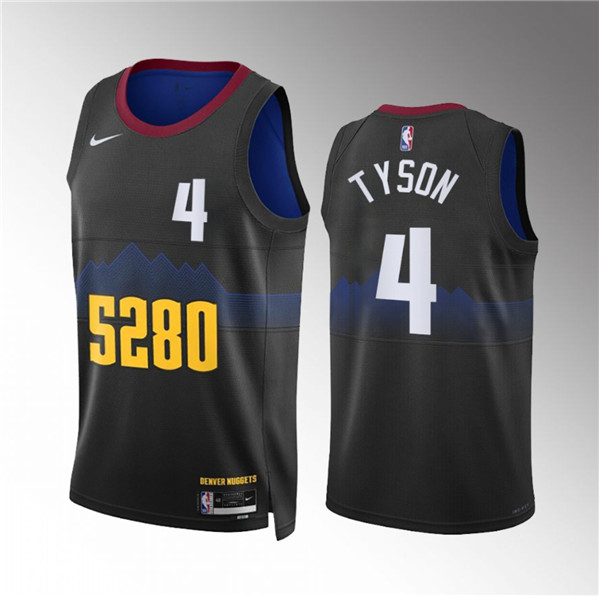 Men's Denver Nuggets #4 Hunter Tyson Black 2023 City Edition Stitched Basketball Jersey