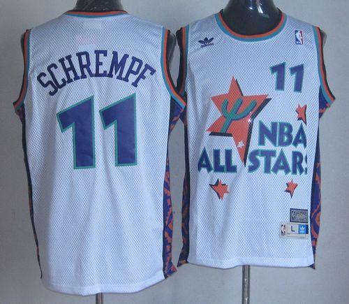 Thunder #11 Detlef Schrempf White 1995 All Star Throwback Stitched NBA Jersey