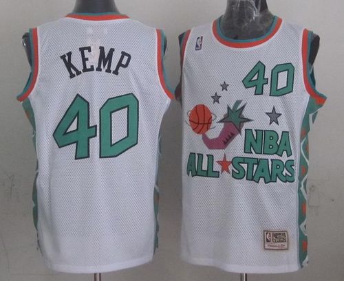 Mitchell And Ness Thunder #40 Shawn Kemp White 1996 All star Stitched NBA Jersey