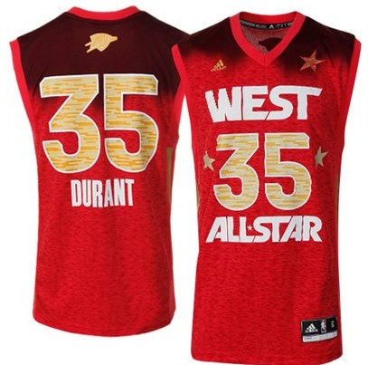 2012 All Star Thunder #35 Kevin Durant Red Stitched NBA Jersey
