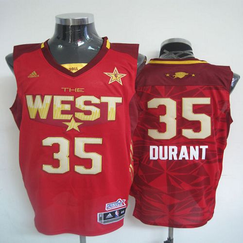 2011 All Star Thunder #35 Kevin Durant Red Stitched NBA Jersey