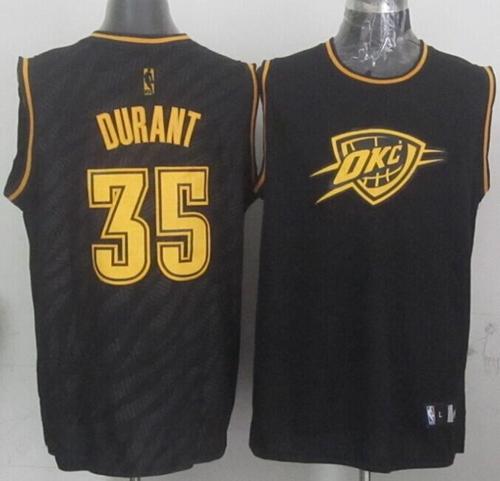 Thunder #35 Kevin Durant Black Precious Metals Fashion Stitched NBA Jersey