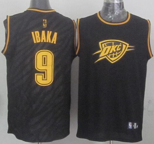Thunder #9 Serge Ibaka Black Precious Metals Fashion Stitched NBA Jersey
