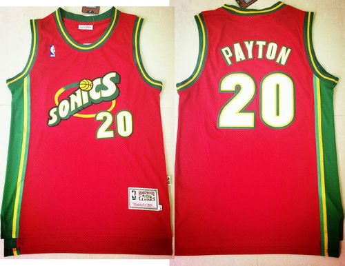 Thunder #20 Gary Payton Red SuperSonics Throwback Stitched NBA Jersey