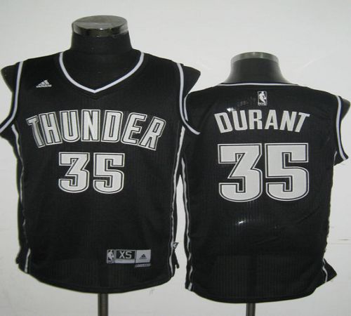 Thunder #35 Kevin Durant Black Shadow Stitched NBA Jersey