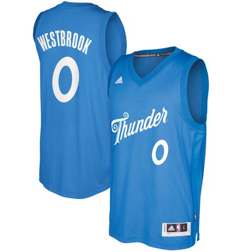 Thunder #0 Russell Westbrook Blue 2016-2017 Christmas Day Stitched NBA Jersey