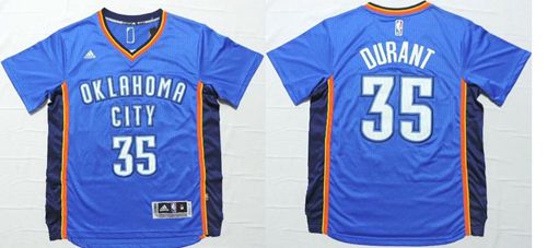Thunder #35 Kevin Durant Blue Short Sleeve Stitched NBA Jersey