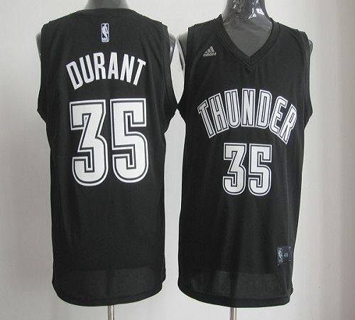 Thunder #35 Kevin Durant Black/White Stitched NBA Jersey
