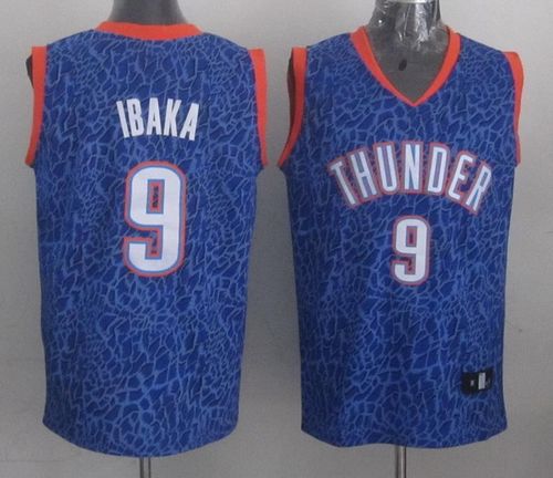Thunder #9 Serge Ibaka Blue Crazy Light Stitched NBA Jersey