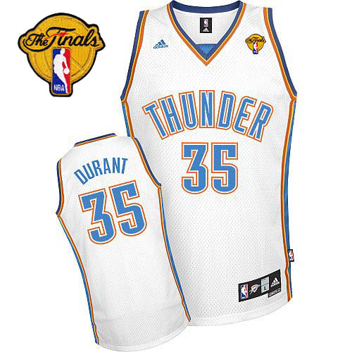 Thunder #35 Kevin Durant White Finals Patch Stitched NBA Jersey