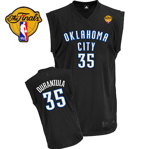 Thunder #35 Kevin Durant Black Durantula Fashion With Finals Patch Stitched NBA Jersey