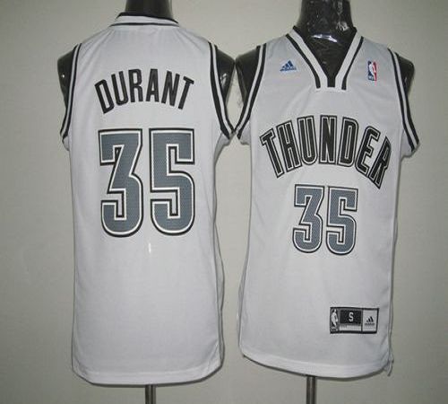 Thunder #35 Kevin Durant White on White Stitched NBA Jersey