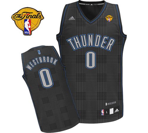 Thunder #0 Russell Westbrook Black Rhythm Fashion With Finals Patch Stitched NBA Jersey