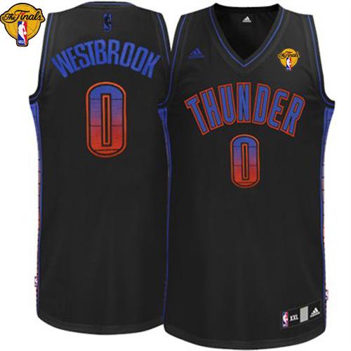 Thunder #0 Russell Westbrook Black Finals Patch Stitched NBA Vibe Jersey