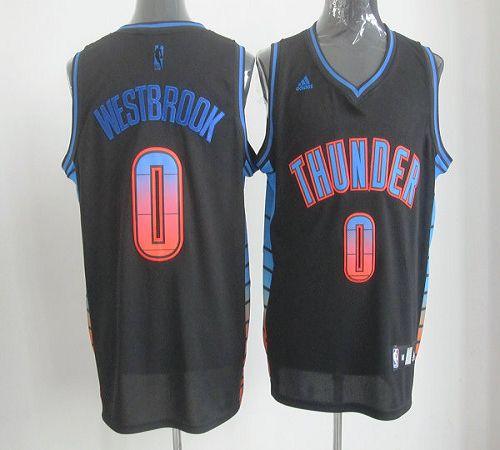 Thunder #0 Russell Westbrook Black Stitched NBA Vibe Jersey