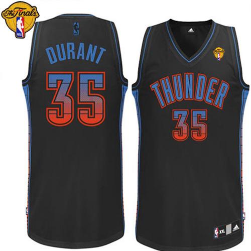 Thunder #35 Kevin Durant Black Finals Patch Stitched NBA Vibe Jersey